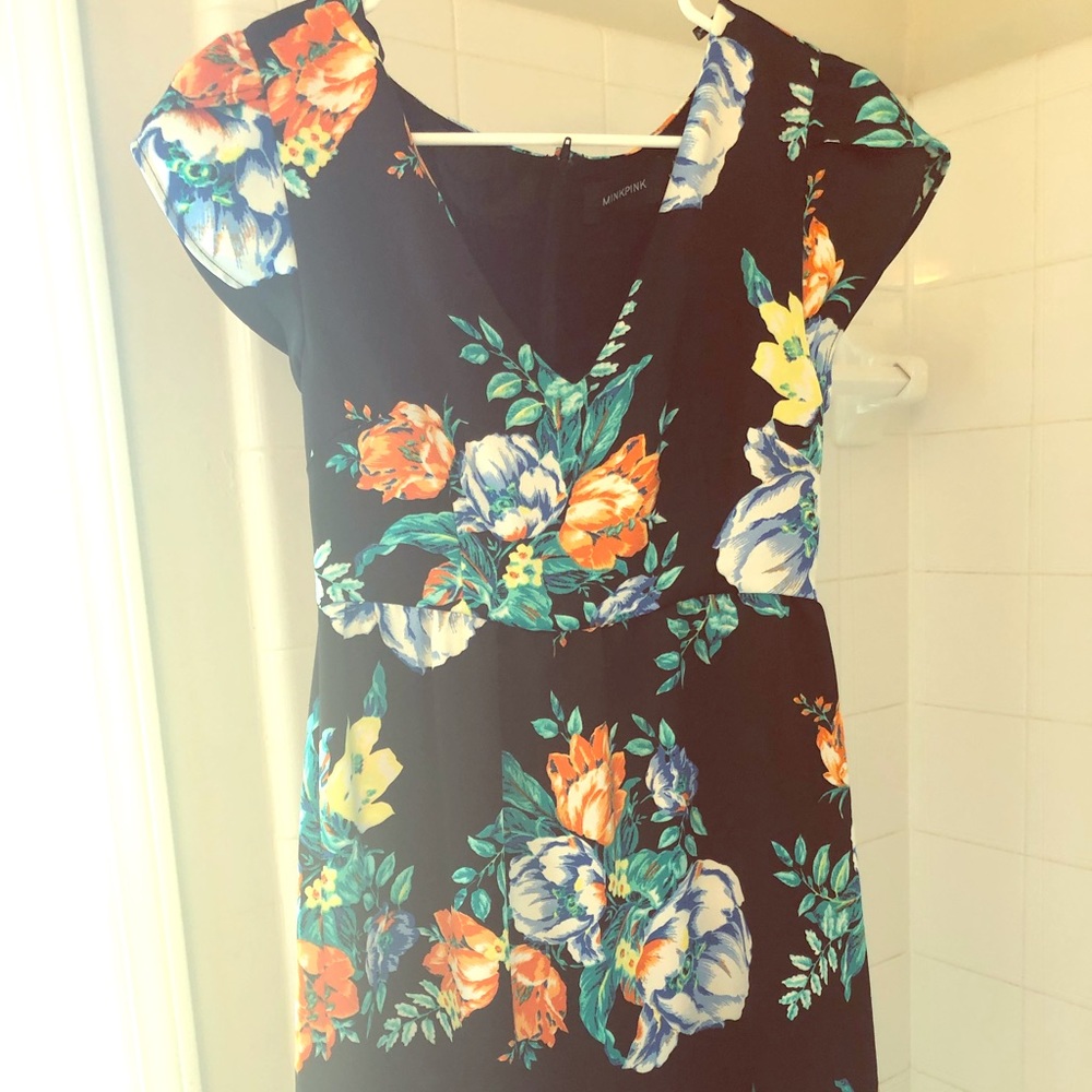 mink pink floral dress